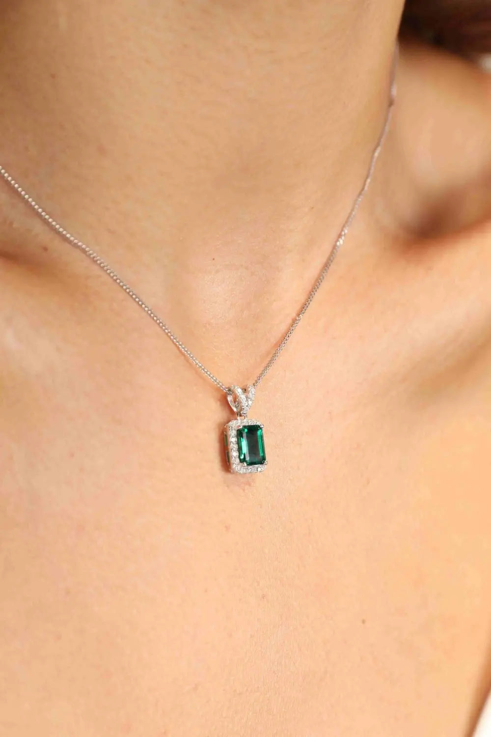 Lovcia Adored 1.25 Carat Lab-Grown Emerald Pendant Necklace-Necklaces-Green-One Size-Green