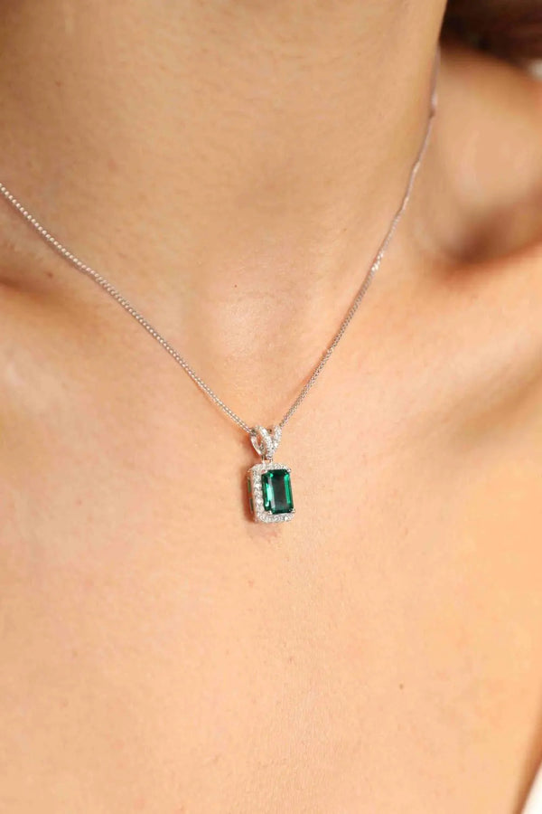 Lovcia Adored 1.25 Carat Lab-Grown Emerald Pendant Necklace-Necklaces-Green-One Size-Green