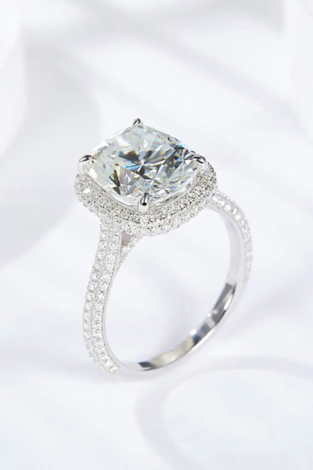 Lovcia Adored 6 Carat Moissanite Halo Ring-Rings-Silver-5-Silver