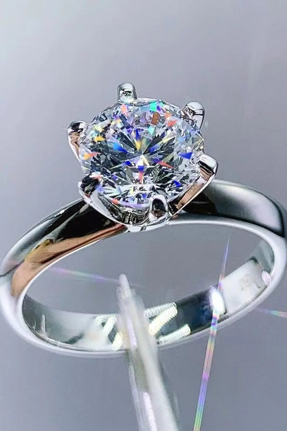 Lovcia Adored 925 Sterling Silver 3 Carat Moissanite 6-Prong Ring-Rings-Silver-5-Silver