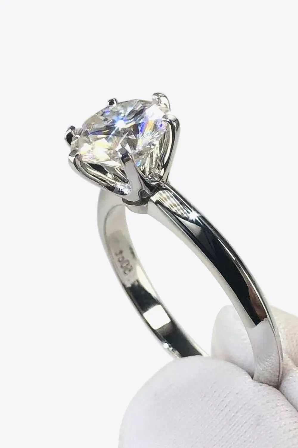 Lovcia Adored 925 Sterling Silver 3 Carat Moissanite 6-Prong Ring-Rings-Silver-5-Silver