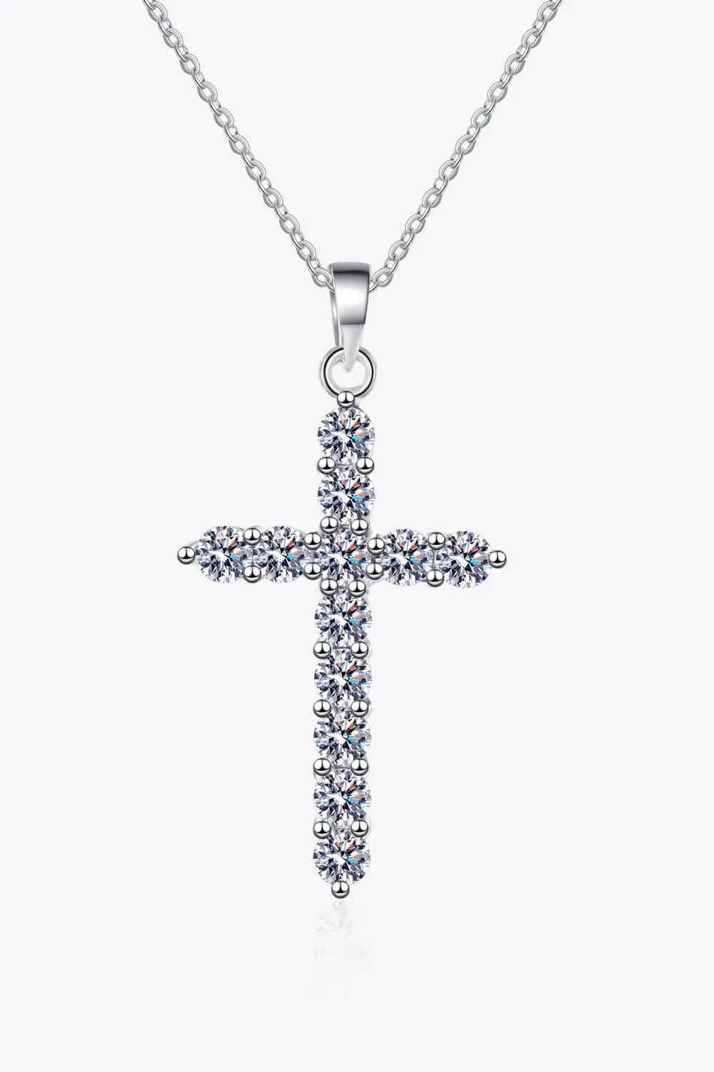 Lovcia Adored 925 Sterling Silver Cross Moissanite Necklace-Necklaces-Silver-One Size-Silver