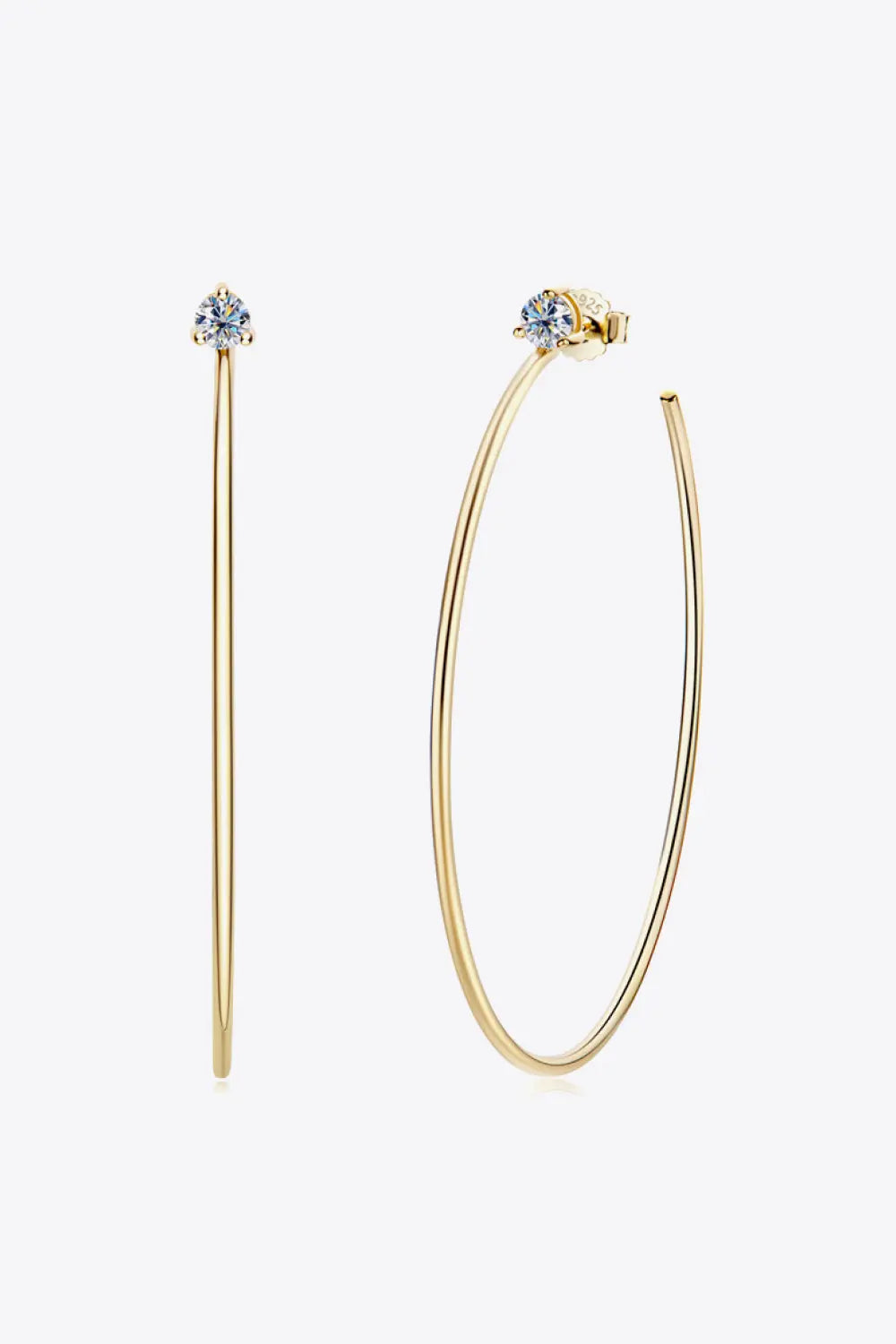 Lovcia Adored 925 Sterling Silver Moissanite Hoop Earrings-Earrings-Gold-One Size-Gold