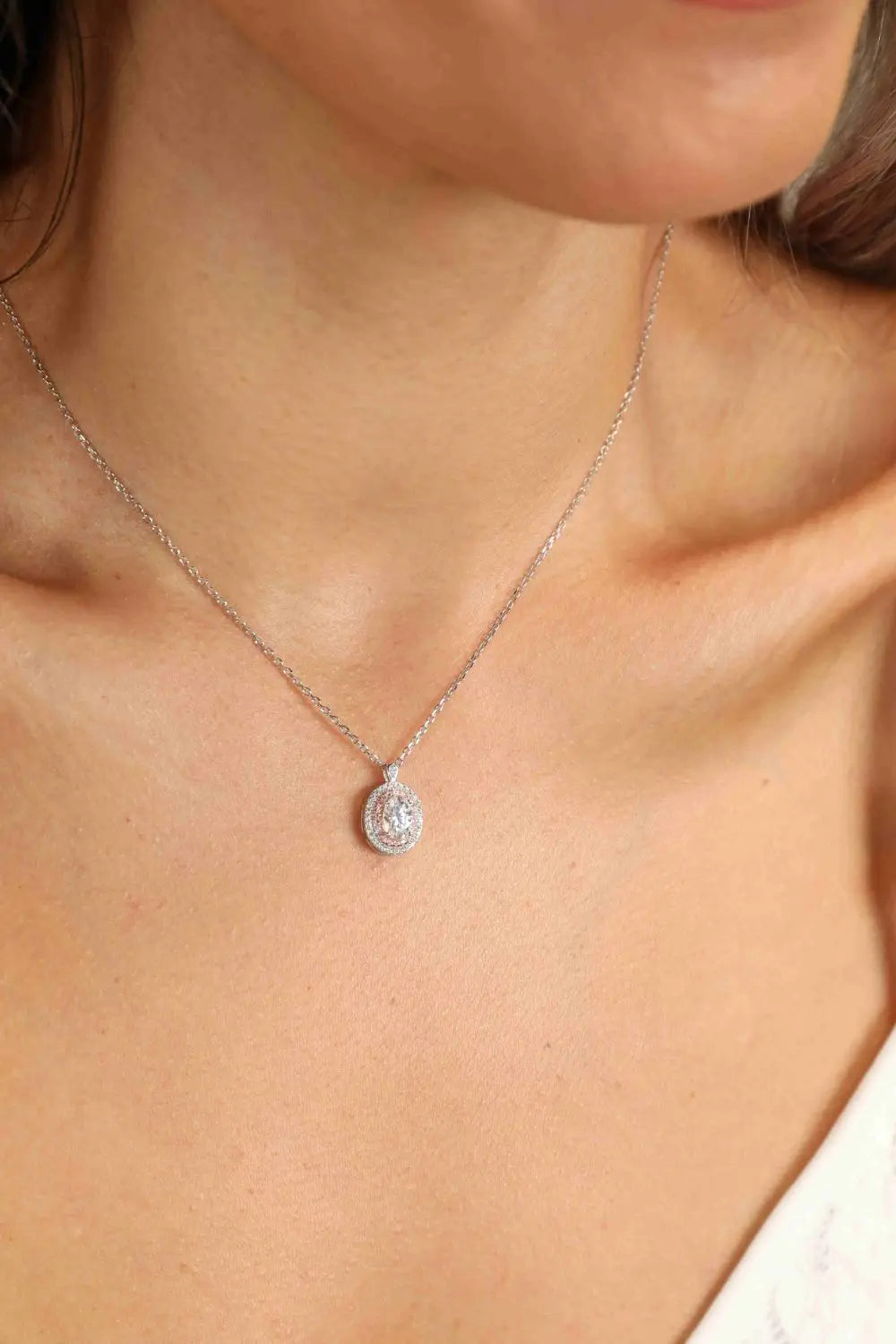 Lovcia Adored 925 Sterling Silver Rhodium-Plated 1 Carat Moissanite Pendant Necklace-Necklaces-Silver-One Size-Silver