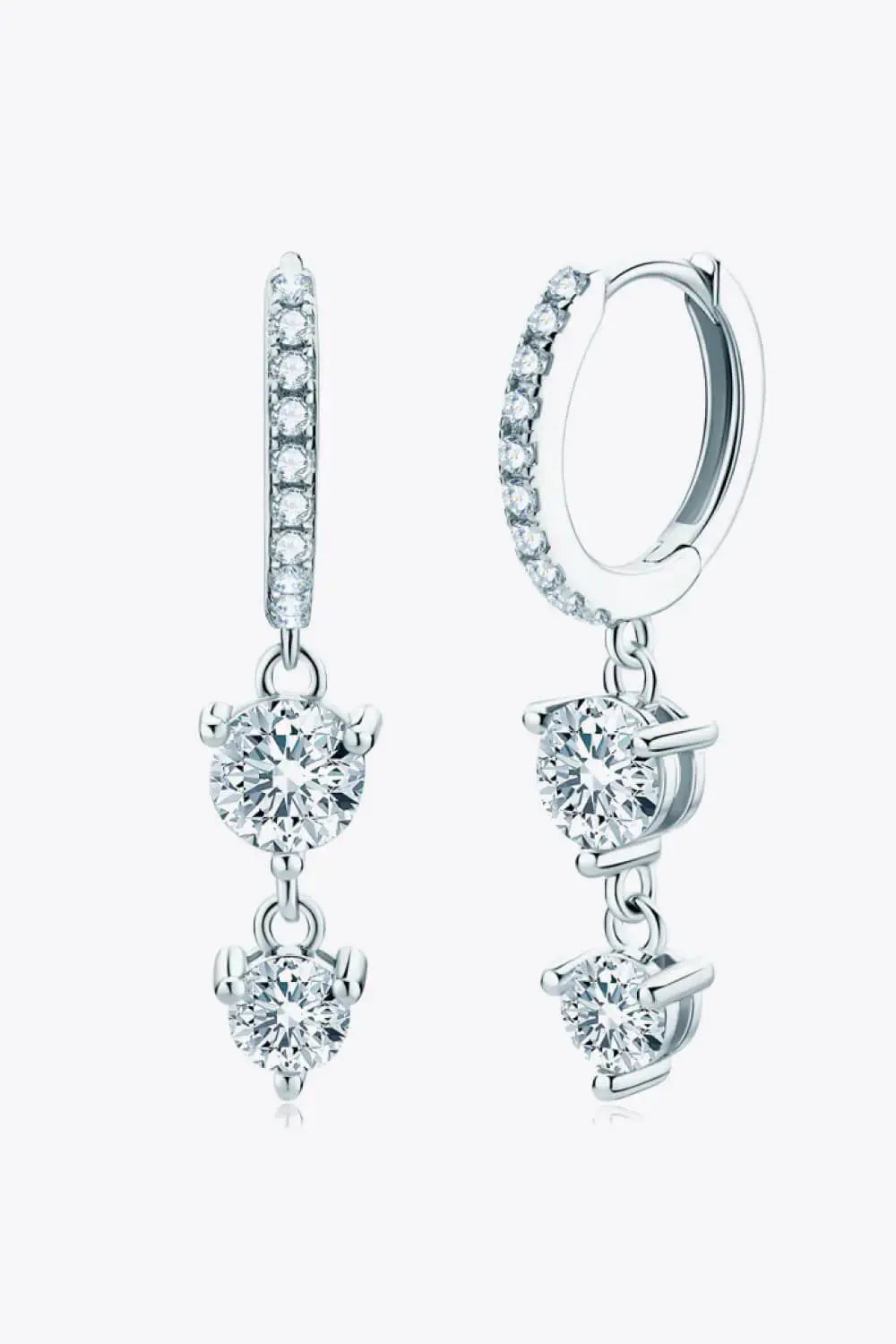Lovcia Adored Be The One Moissanite Drop Earrings-Earrings-Silver-One Size-Silver
