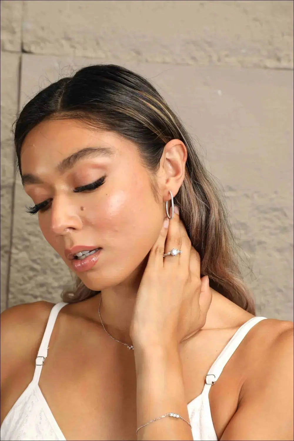 Lovcia Adored Inlaid Moissanite 925 Sterling Silver Hoop Earrings-Earrings-Silver-One Size-Silver