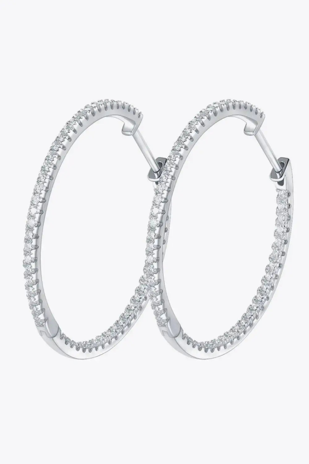 Lovcia Adored Inlaid Moissanite 925 Sterling Silver Hoop Earrings-Earrings-Silver-One Size-Silver