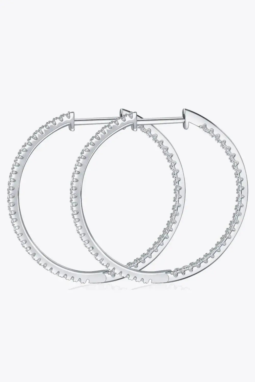 Lovcia Adored Inlaid Moissanite 925 Sterling Silver Hoop Earrings-Earrings-Silver-One Size-Silver