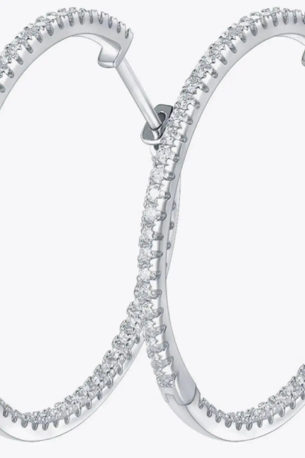 Lovcia Adored Inlaid Moissanite 925 Sterling Silver Hoop Earrings-Earrings-Silver-One Size-Silver