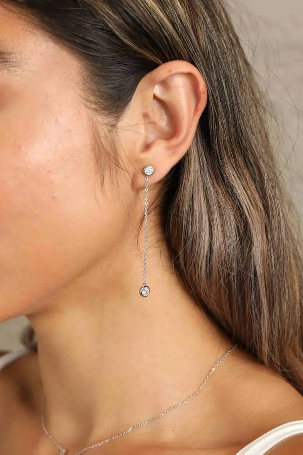 Lovcia Adored Moissanite Chain Earrings-Earrings-Silver-One Size-Silver