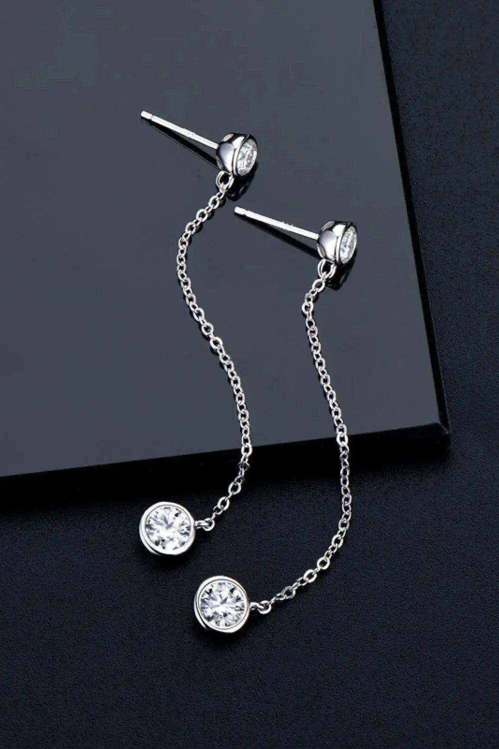 Lovcia Adored Moissanite Chain Earrings-Earrings-Silver-One Size-Silver