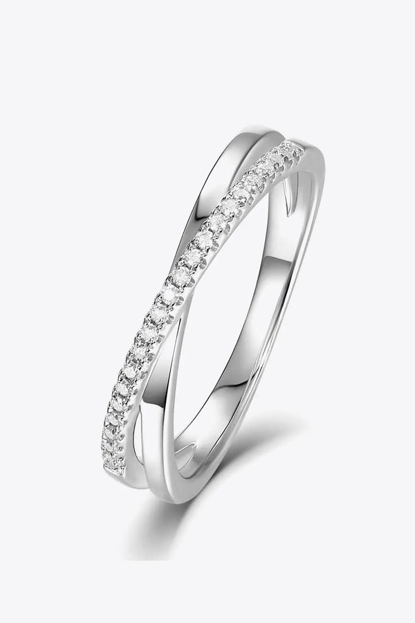 Lovcia Adored Moissanite Crisscross 925 Sterling Silver Ring-Rings-Silver-4.5-Silver
