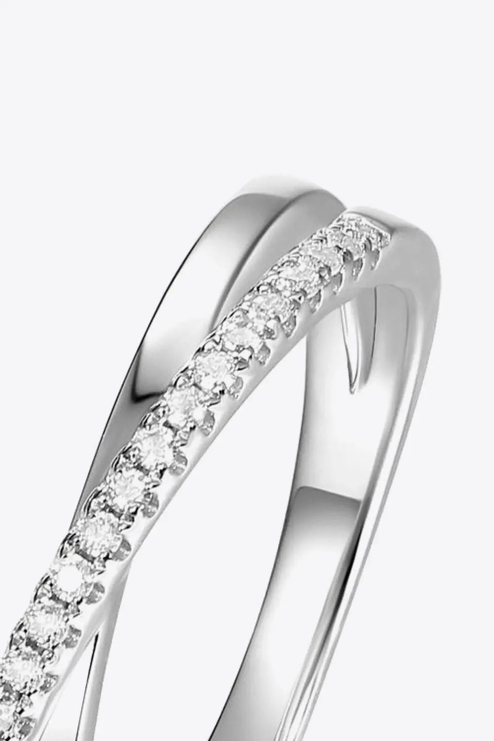 Lovcia Adored Moissanite Crisscross 925 Sterling Silver Ring-Rings-Silver-4.5-Silver