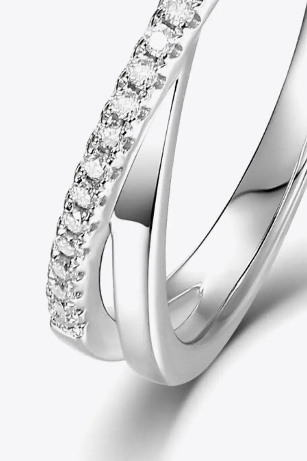 Lovcia Adored Moissanite Crisscross 925 Sterling Silver Ring-Rings-Silver-4.5-Silver