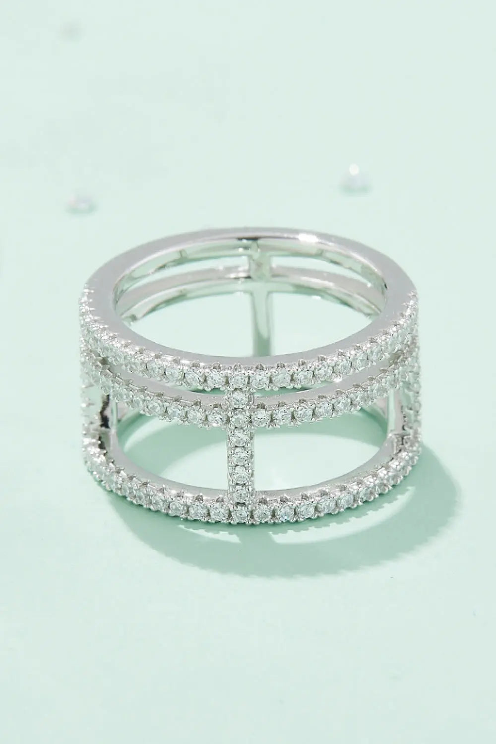 Lovcia Adored Moissanite Cutout Wide Ring-Rings-Silver-4.5-Silver