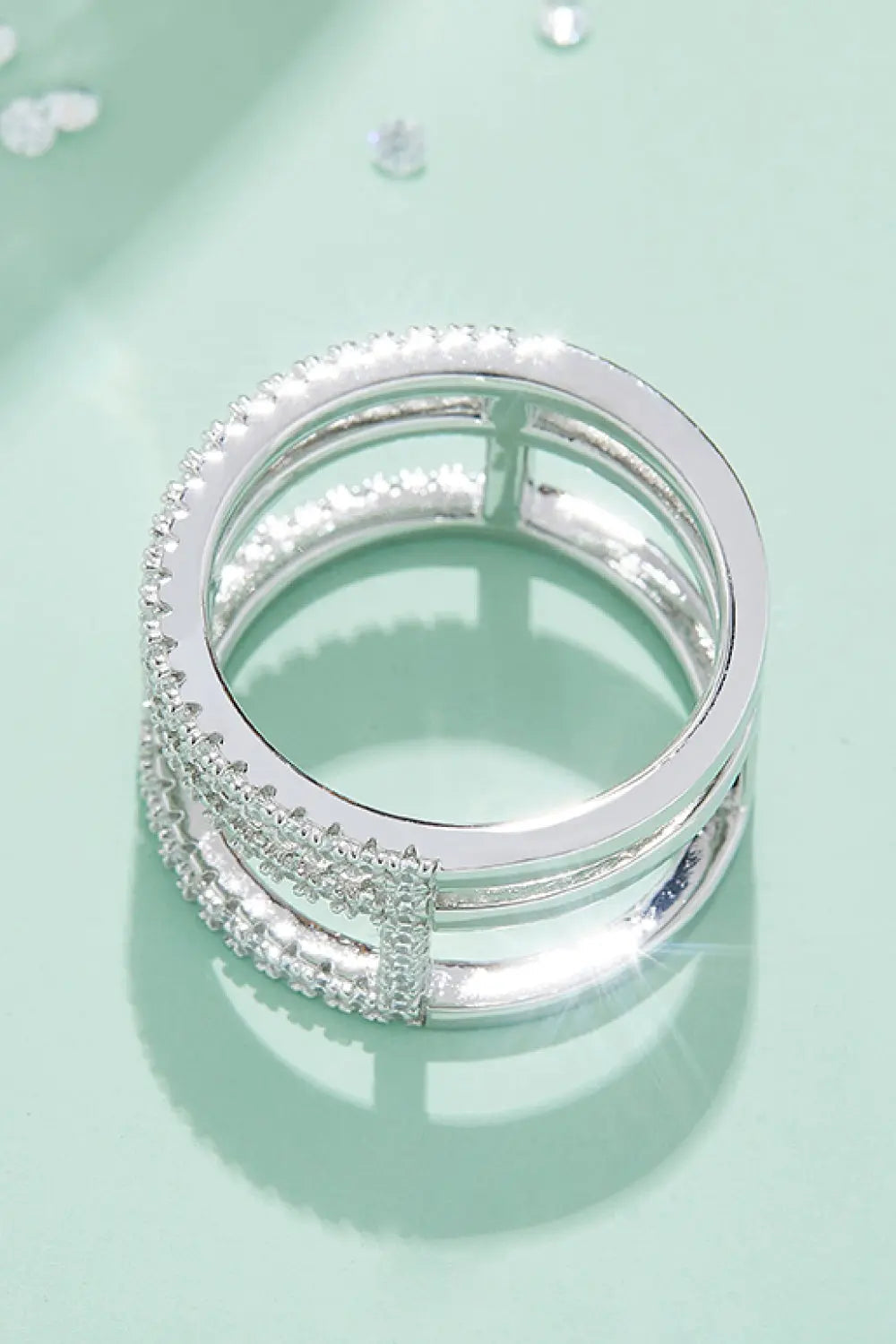 Lovcia Adored Moissanite Cutout Wide Ring-Rings-Silver-4.5-Silver