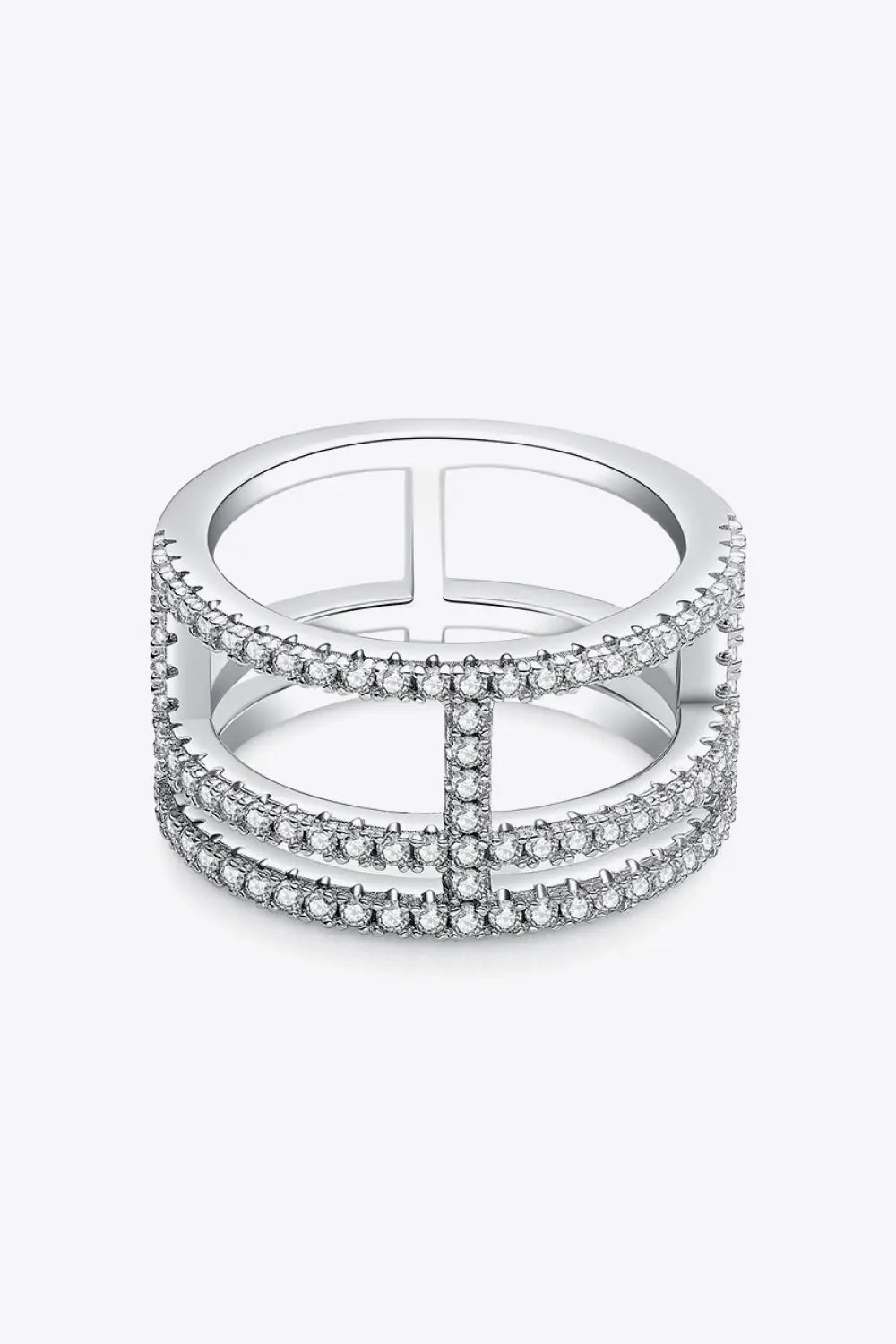 Lovcia Adored Moissanite Cutout Wide Ring-Rings-Silver-4.5-Silver