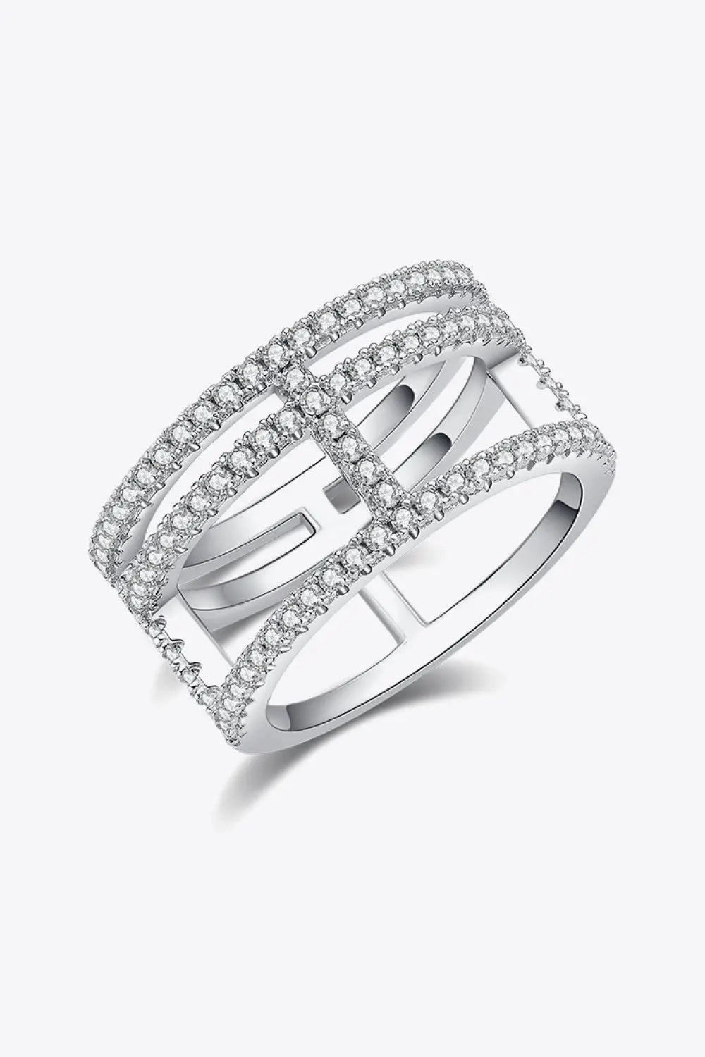 Lovcia Adored Moissanite Cutout Wide Ring-Rings-Silver-4.5-Silver