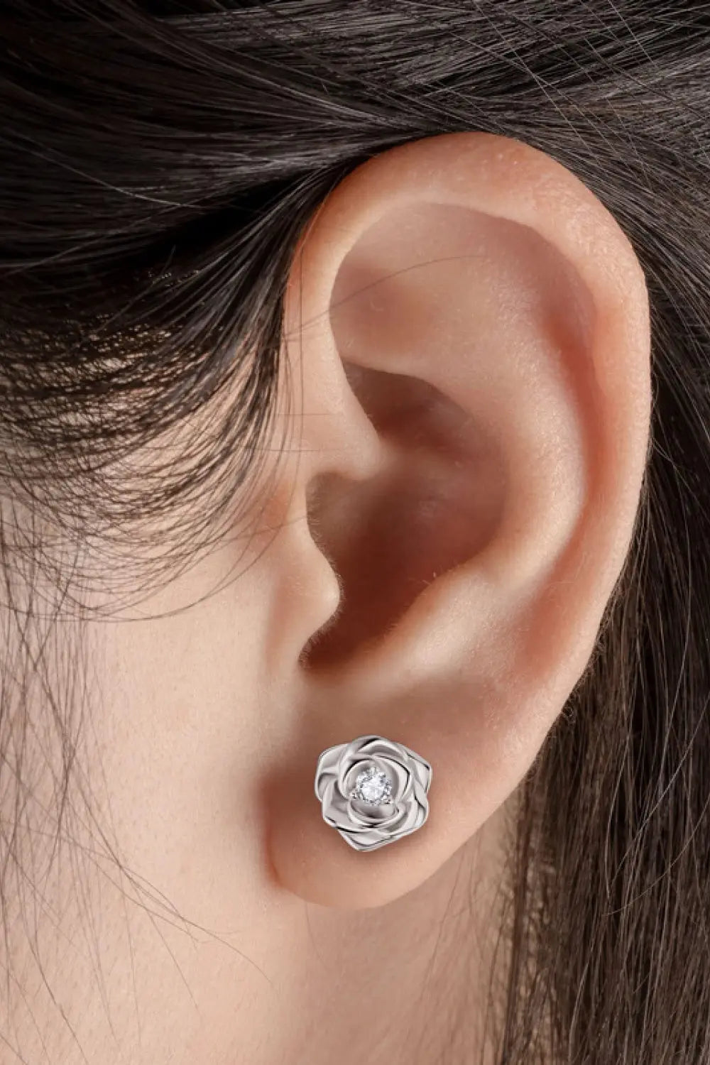 Lovcia Adored Moissanite Flower 925 Sterling Silver Earrings-Earrings-Silver-One Size-Silver