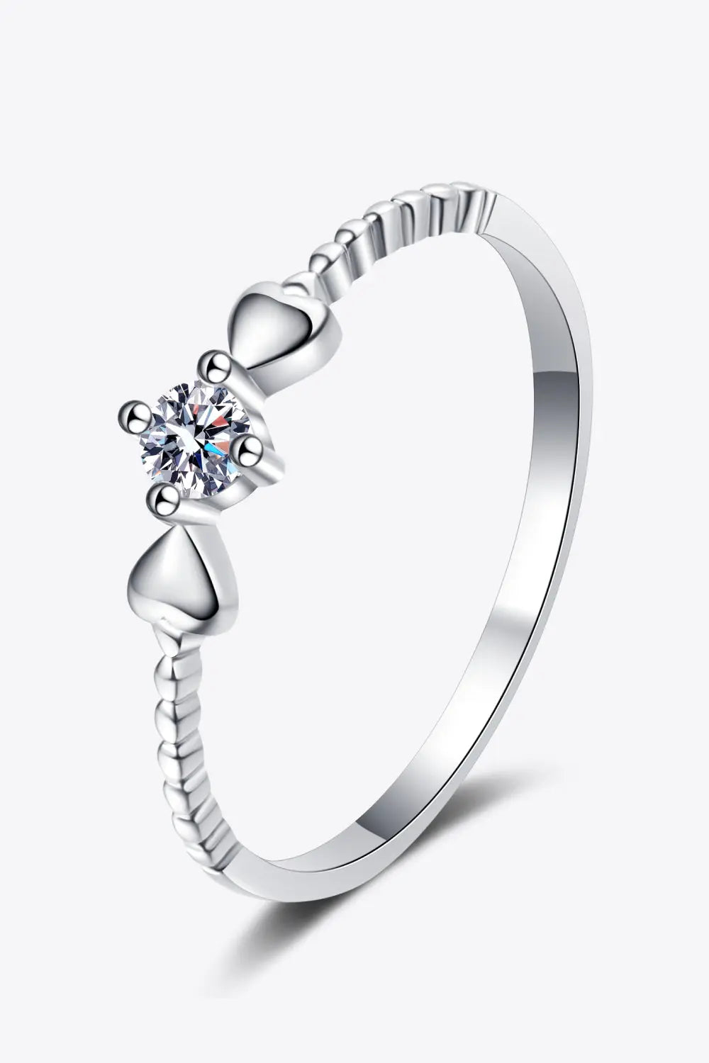 Lovcia Adored Moissanite Heart 925 Sterling Silver Ring-Rings-Silver-4-Silver