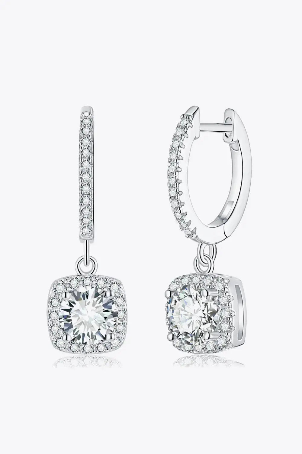 Lovcia Adored Moissanite Huggie Drop Earrings-Earrings-Silver-One Size-Silver