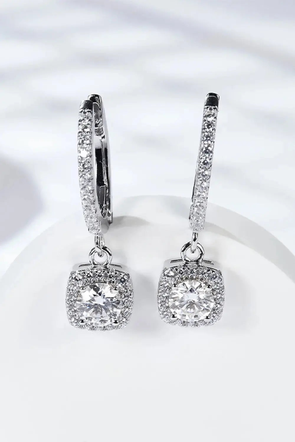 Lovcia Adored Moissanite Huggie Drop Earrings-Earrings-Silver-One Size-Silver