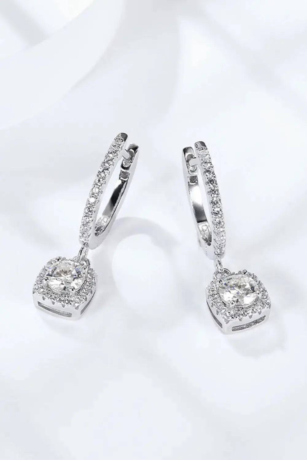 Lovcia Adored Moissanite Huggie Drop Earrings-Earrings-Silver-One Size-Silver