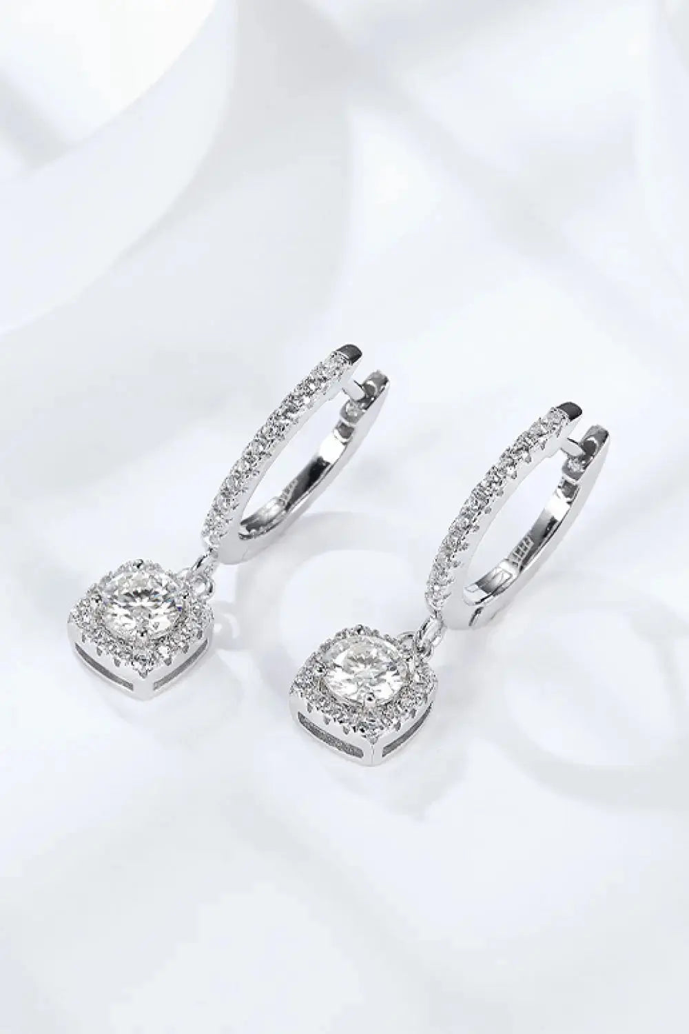 Lovcia Adored Moissanite Huggie Drop Earrings-Earrings-Silver-One Size-Silver