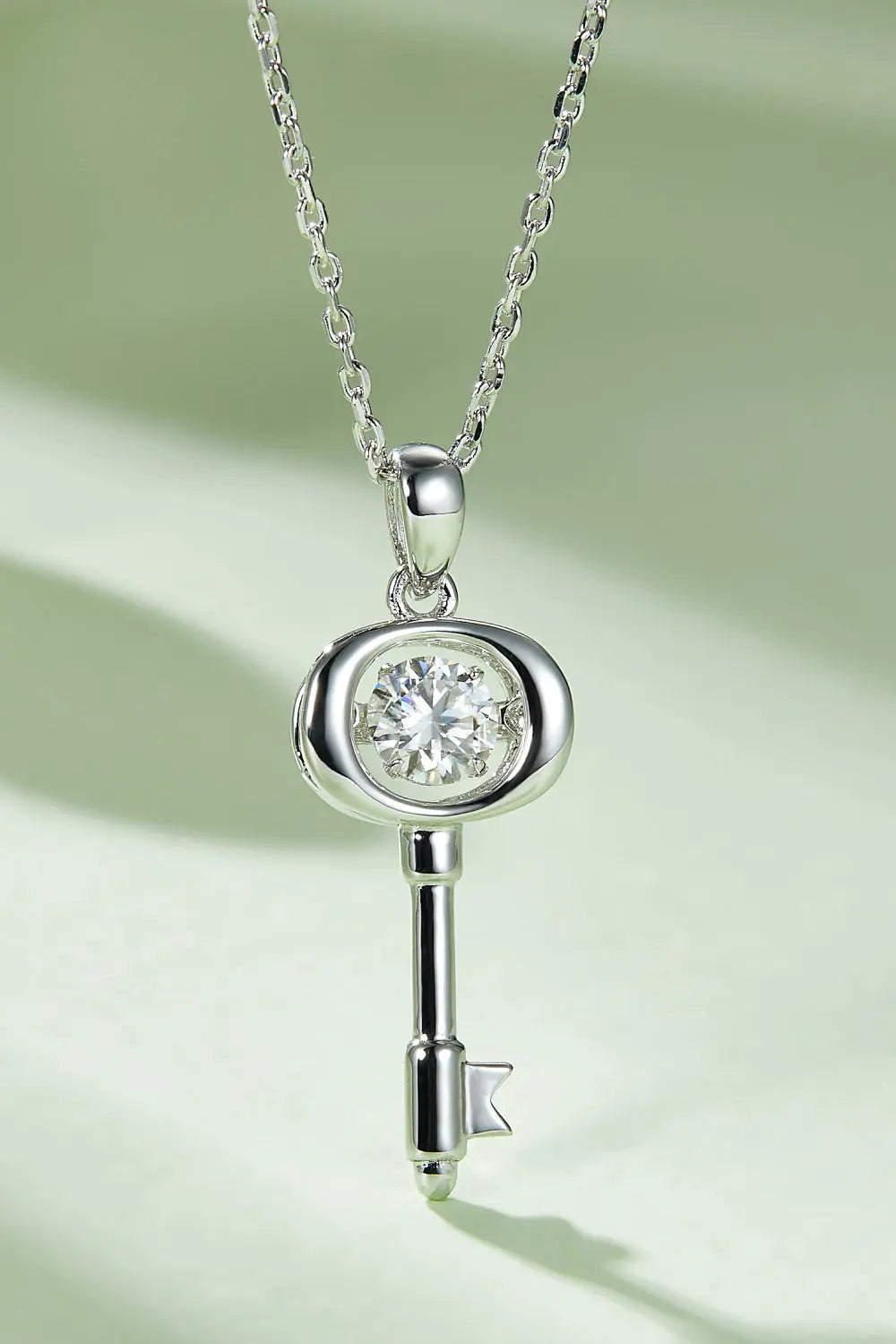 Lovcia Adored Moissanite Key Pendant Necklace-Necklaces-Silver-One Size-Silver