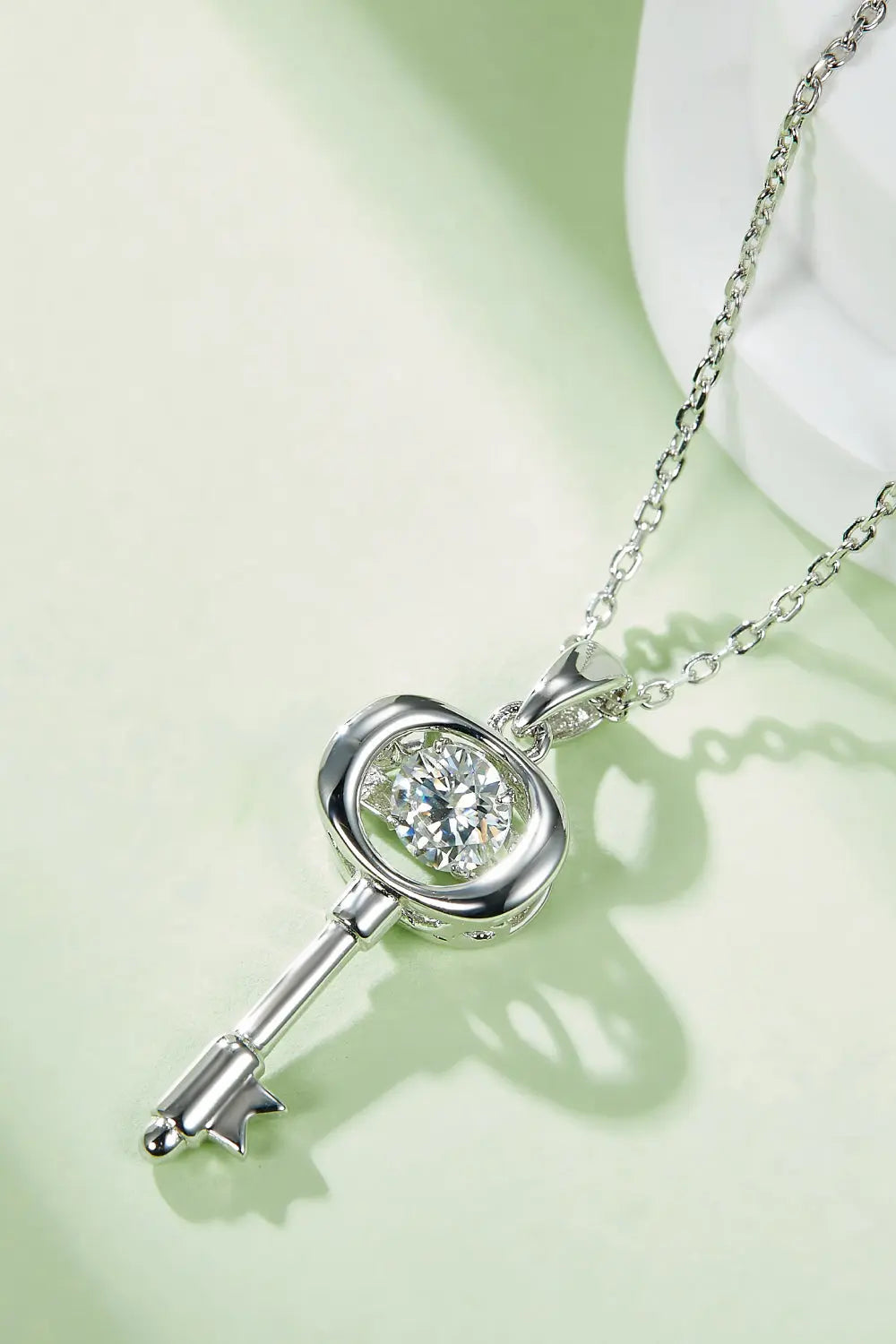Lovcia Adored Moissanite Key Pendant Necklace-Necklaces-Silver-One Size-Silver