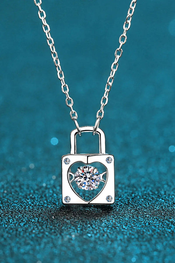 Lovcia Adored Moissanite Lock Pendant Necklace-Necklaces-Silver-One Size-Silver