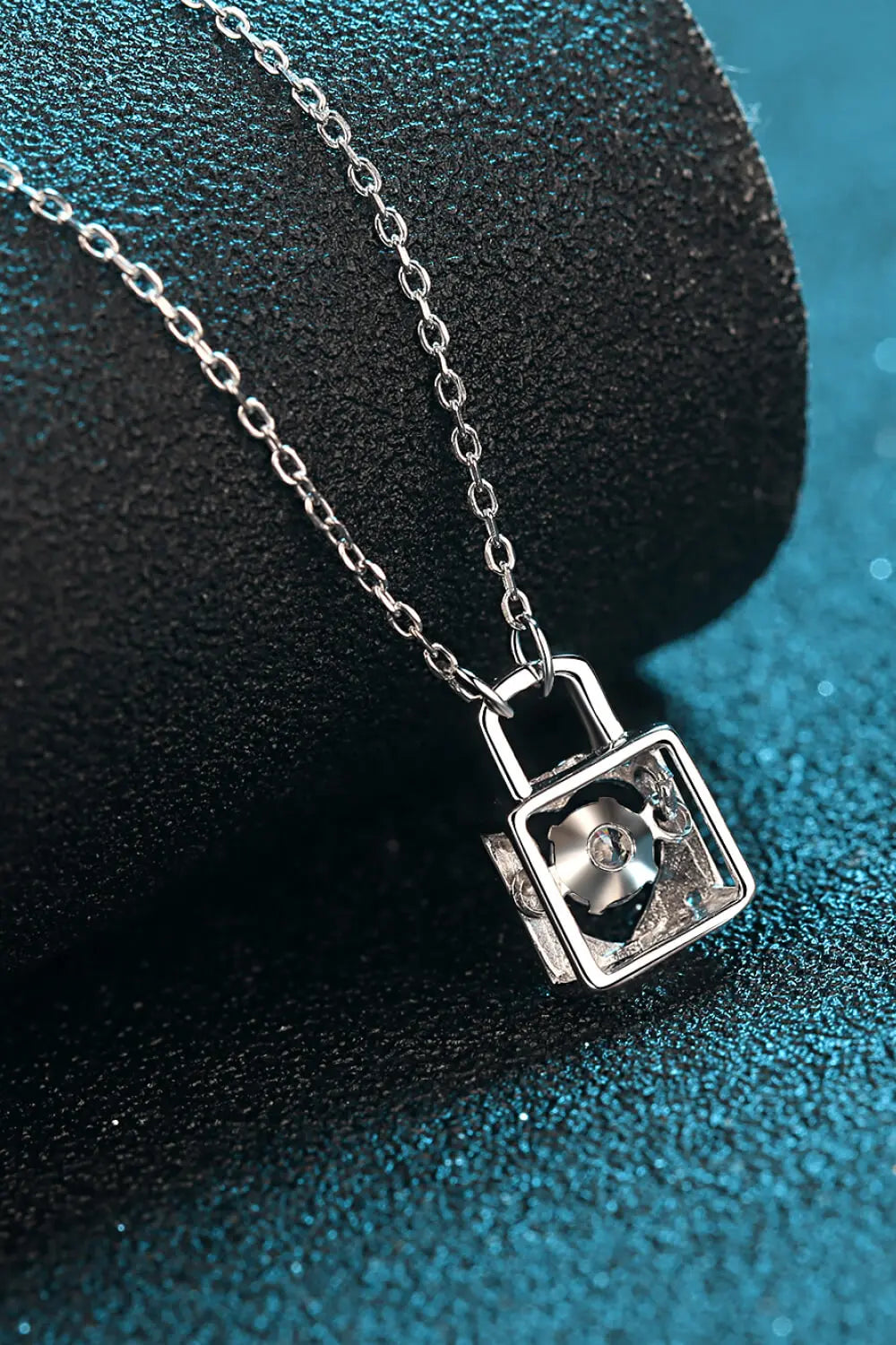 Lovcia Adored Moissanite Lock Pendant Necklace-Necklaces-Silver-One Size-Silver