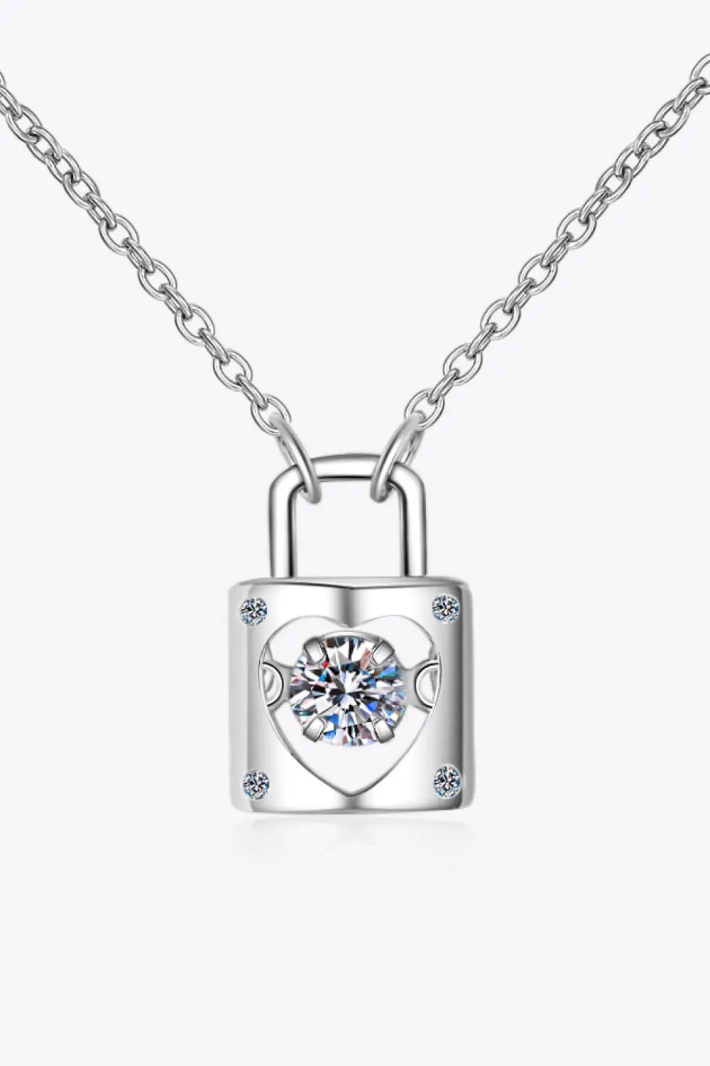 Lovcia Adored Moissanite Lock Pendant Necklace-Necklaces-Silver-One Size-Silver