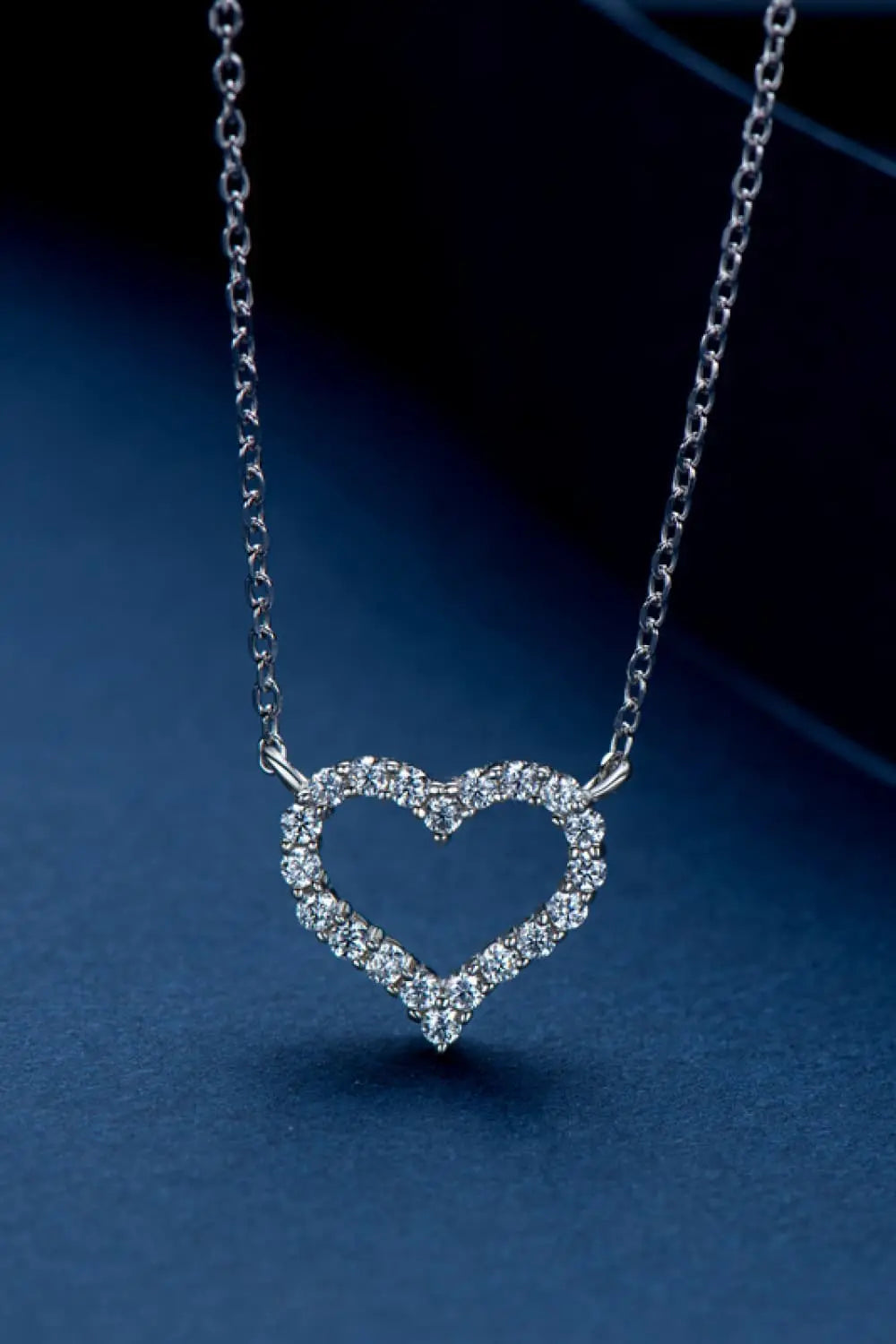 Lovcia Adored Moissanite Platinum-Plated Heart Necklace-Necklaces-Silver-One Size-Silver