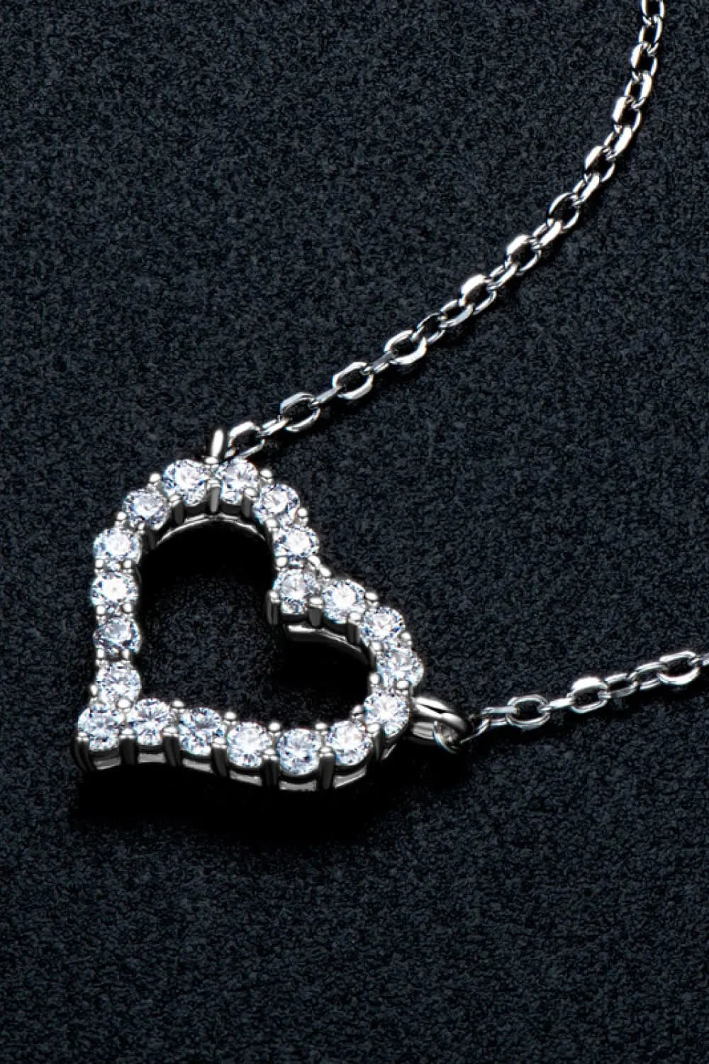 Lovcia Adored Moissanite Platinum-Plated Heart Necklace-Necklaces-Silver-One Size-Silver
