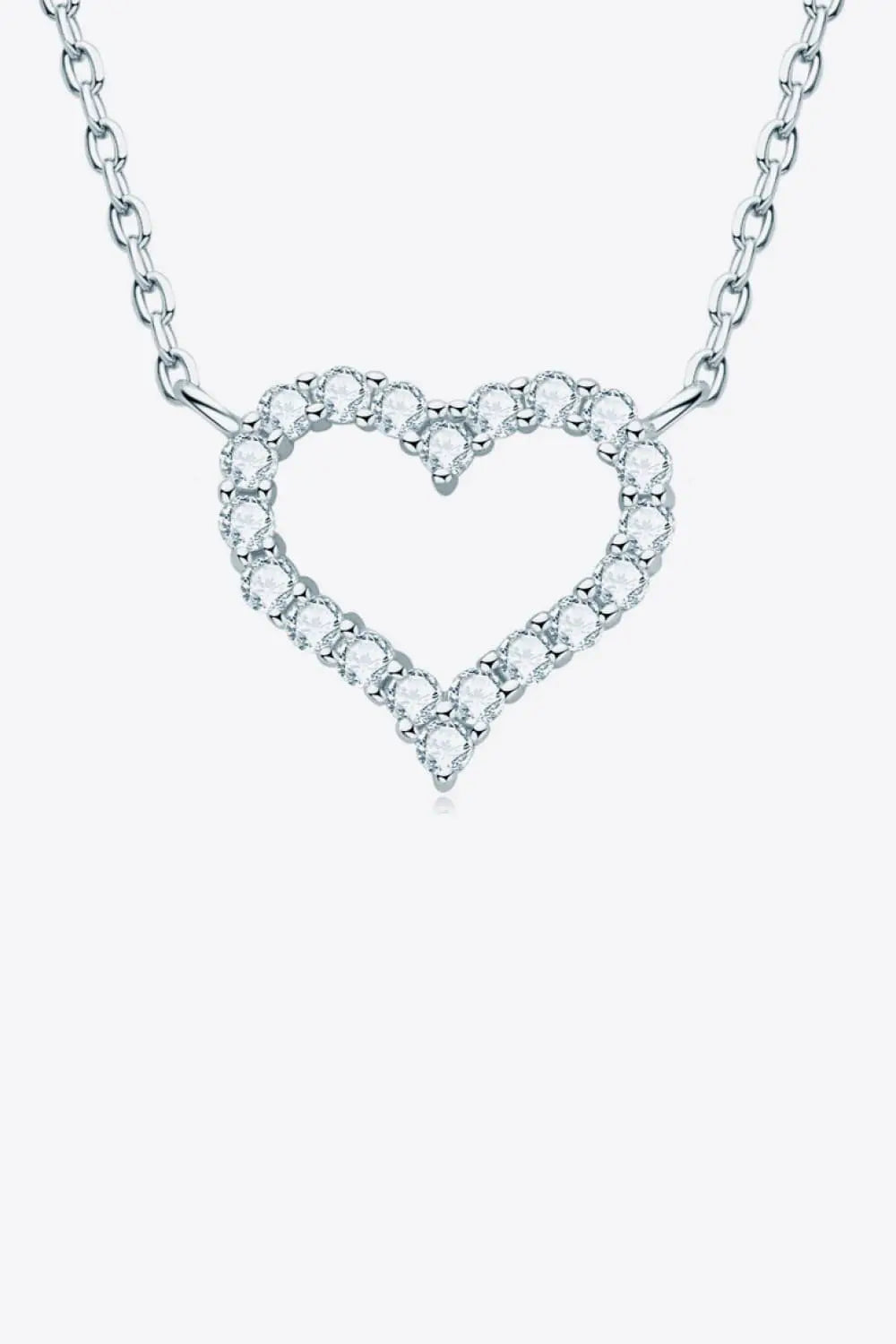 Lovcia Adored Moissanite Platinum-Plated Heart Necklace-Necklaces-Silver-One Size-Silver