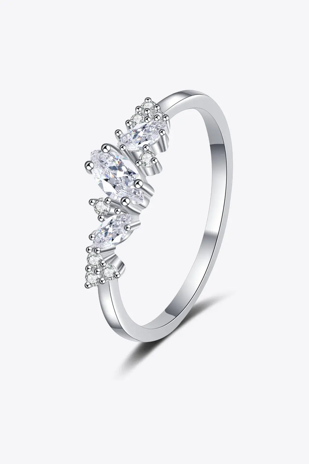 Lovcia Adored Moissanite Rhodium-Plated Ring-Rings-Silver-4-Silver