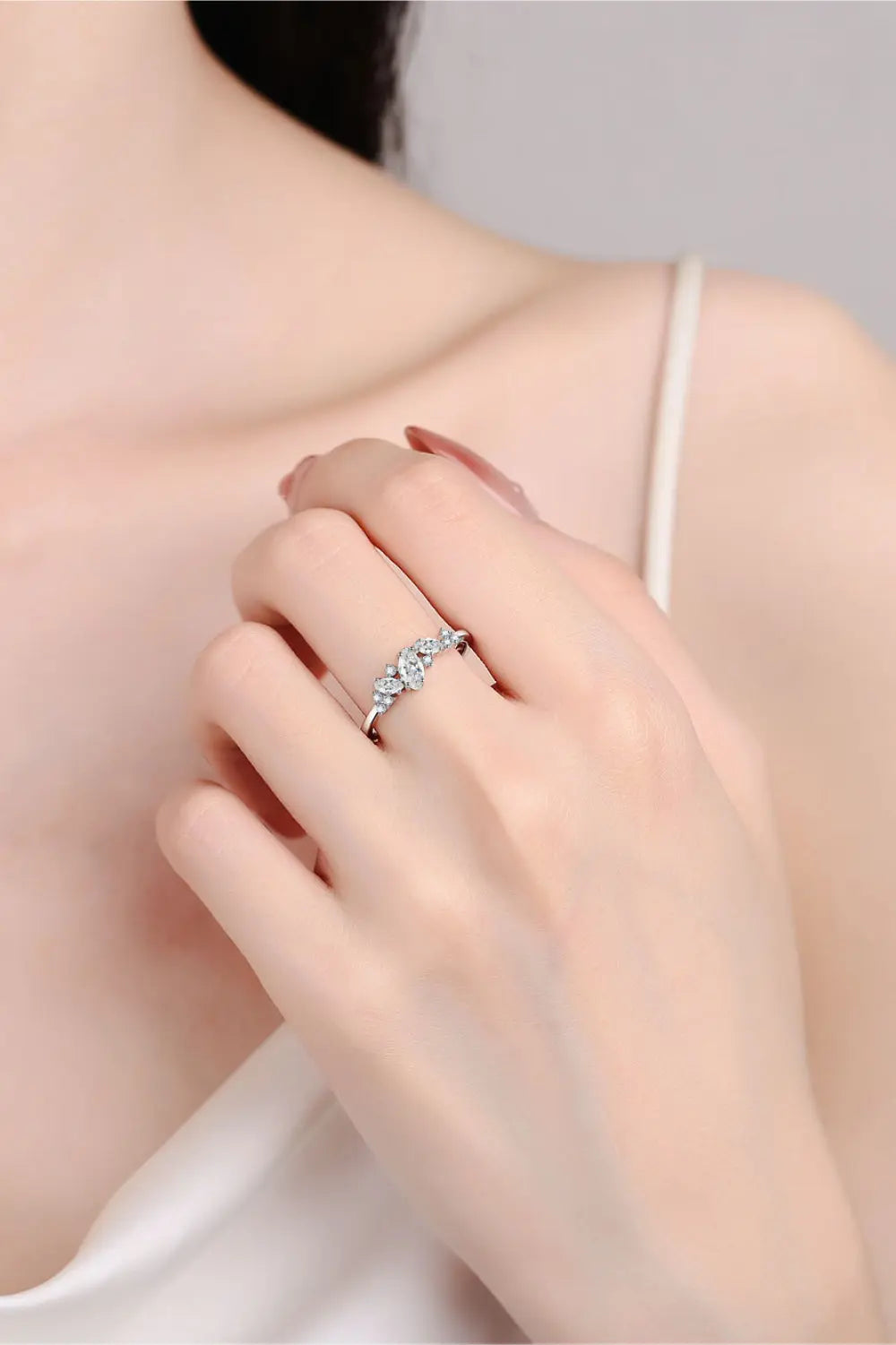 Lovcia Adored Moissanite Rhodium-Plated Ring-Rings-Silver-4-Silver