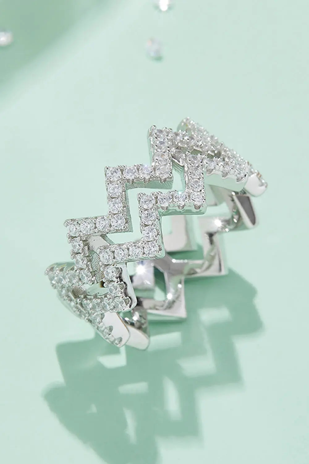 Lovcia Adored Moissanite Zigzag Stacking Rings-Rings-Silver-4.5-Silver