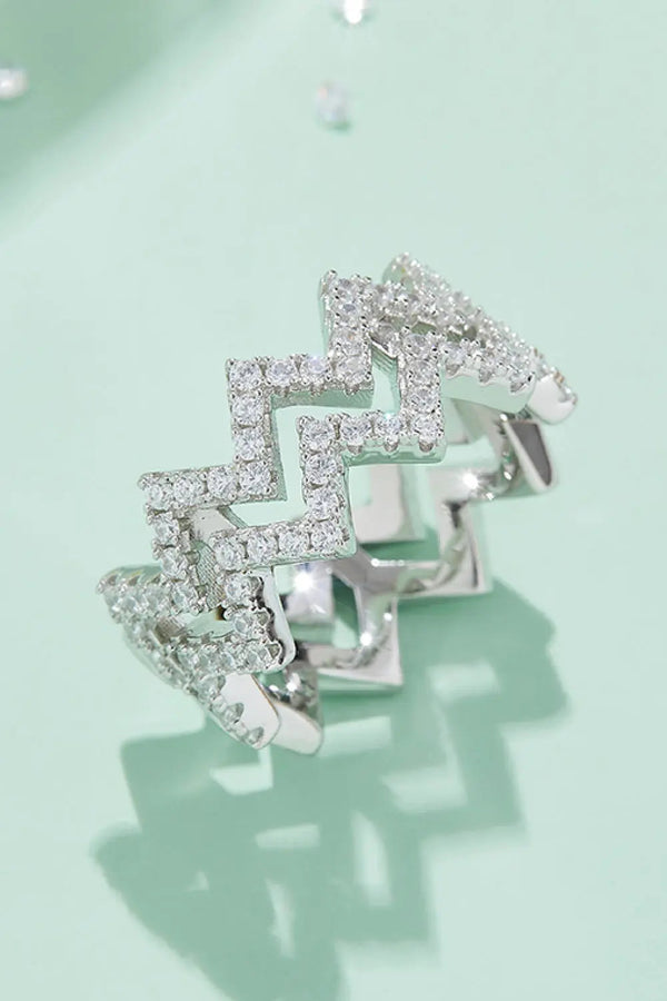 Lovcia Adored Moissanite Zigzag Stacking Rings-Rings-Silver-4.5-Silver