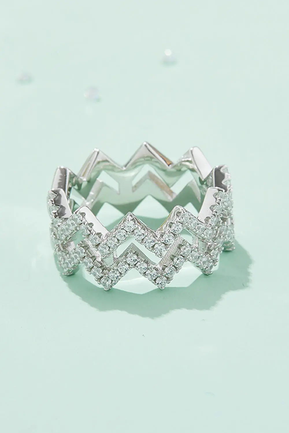 Lovcia Adored Moissanite Zigzag Stacking Rings-Rings-Silver-4.5-Silver