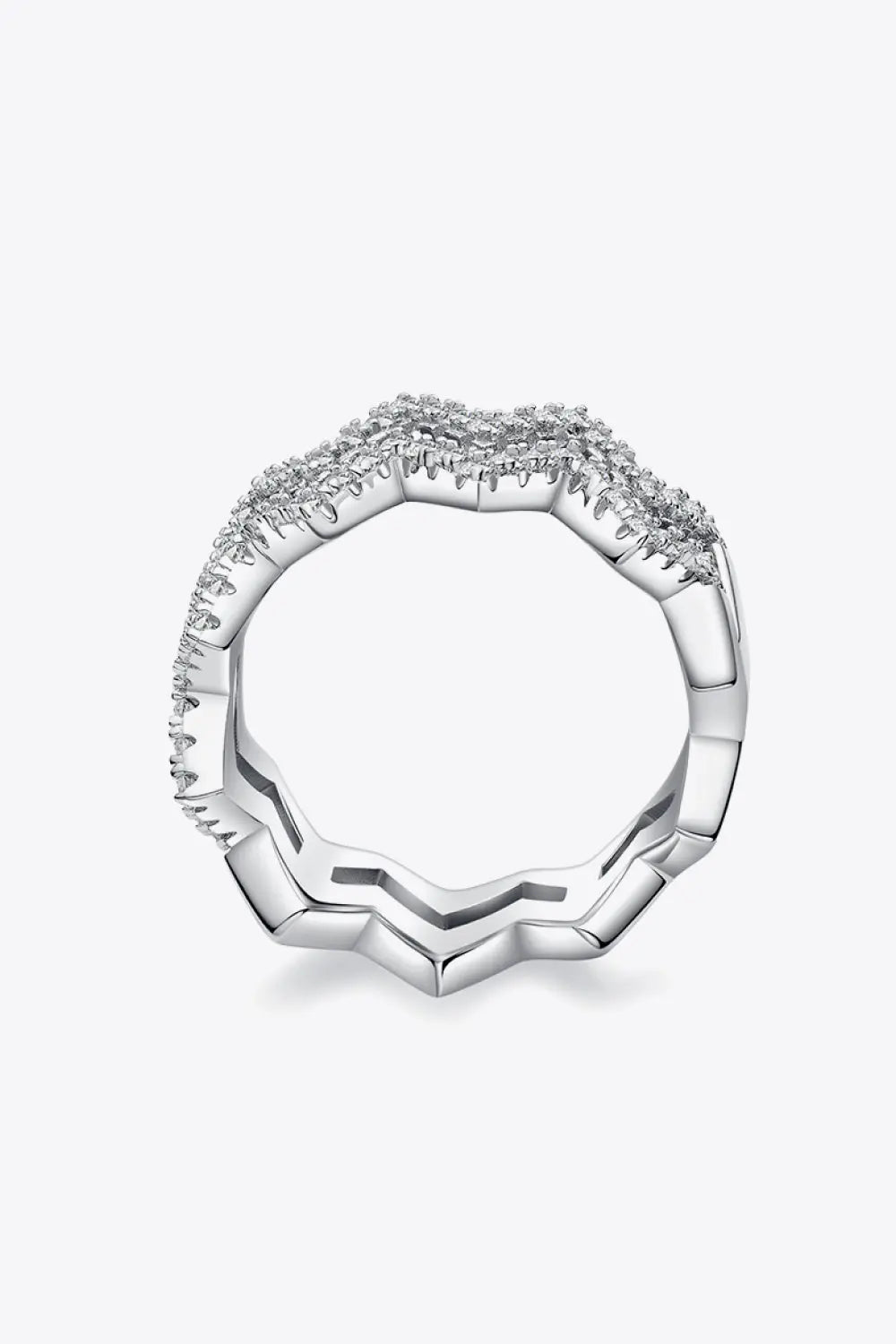 Lovcia Adored Moissanite Zigzag Stacking Rings-Rings-Silver-4.5-Silver