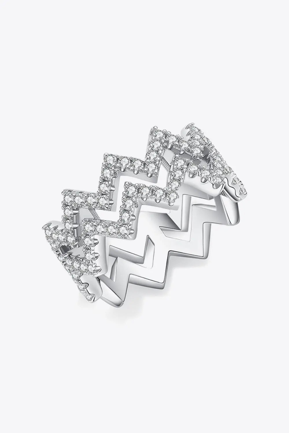 Lovcia Adored Moissanite Zigzag Stacking Rings-Rings-Silver-4.5-Silver