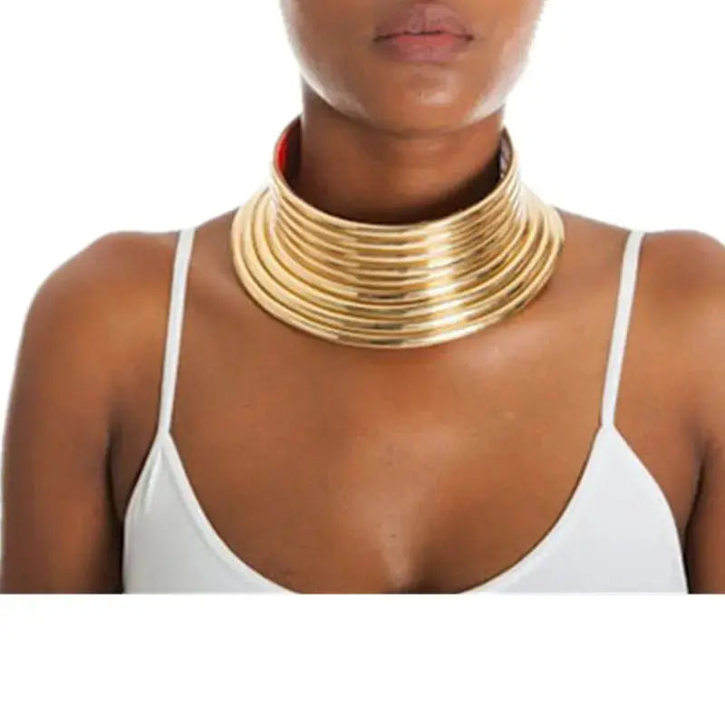 Lovcia African exaggerated collar women necklace-Necklaces-Gold-Gold