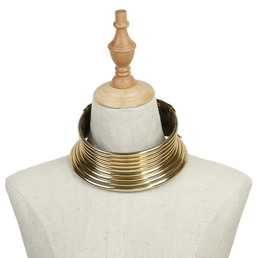 Lovcia African exaggerated collar women necklace-Necklaces-Gold-Gold
