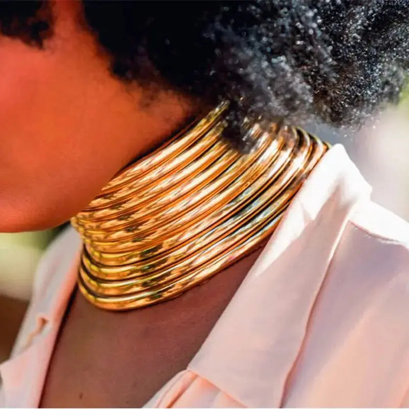 Lovcia African exaggerated collar women necklace-Necklaces-Gold-Gold