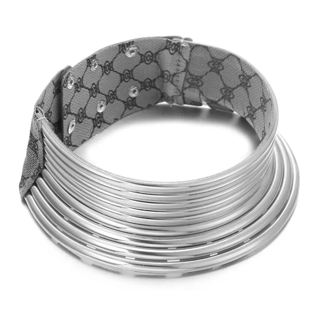 Lovcia African exaggerated collar women necklace-Necklaces-Silver-Silver