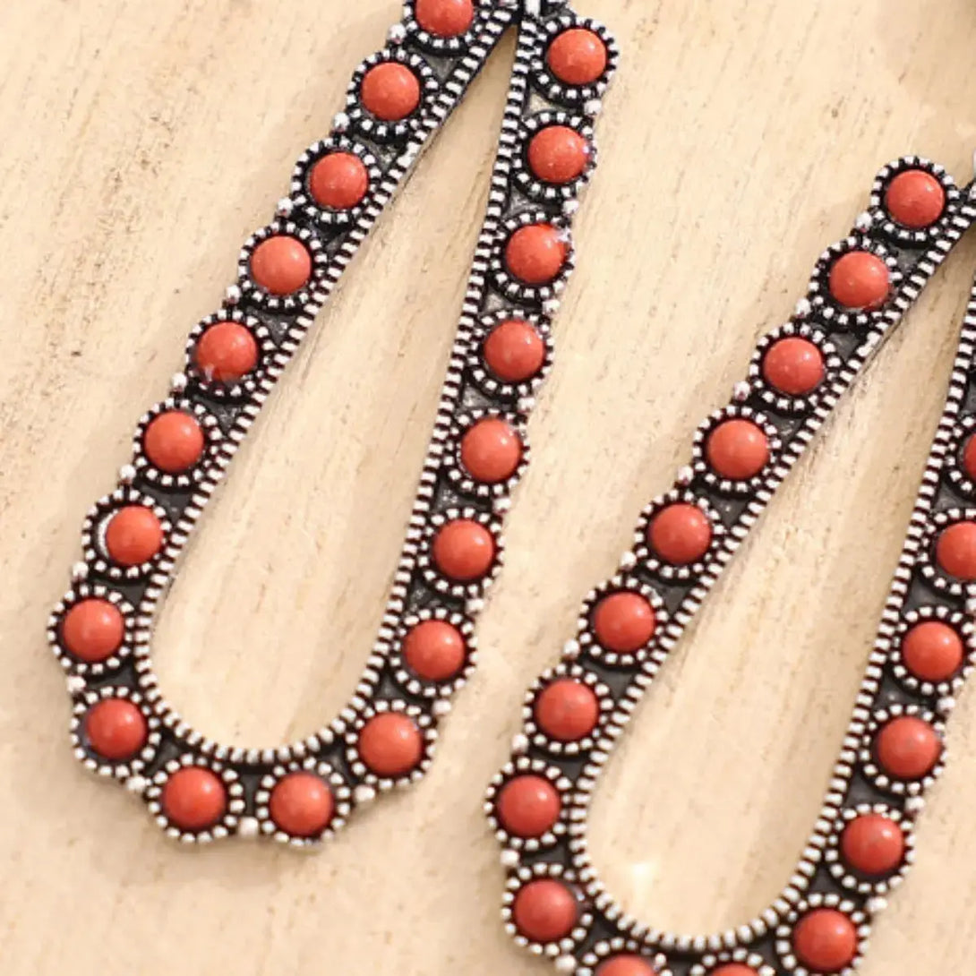 Lovcia Alloy Beaded Teardrop Earrings-Earrings-Red-One Size-Red