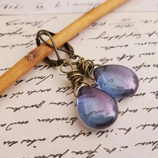 Lovcia Alloy Gemstone Drop Earrings-Earrings-Electric Purple-One Size-Electric Purple