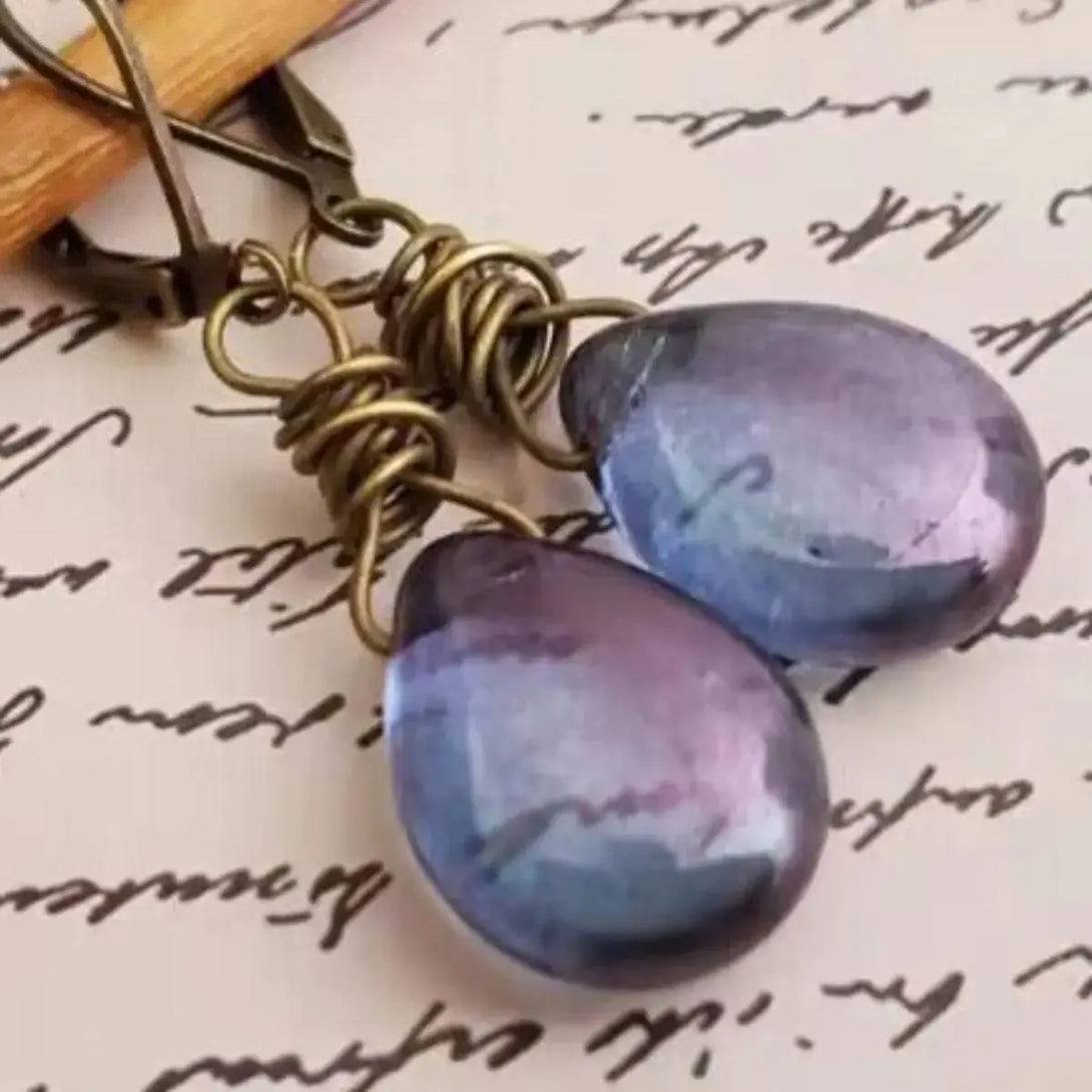 Lovcia Alloy Gemstone Drop Earrings-Earrings-Electric Purple-One Size-Electric Purple